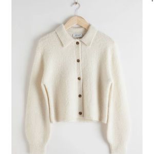 & Other Stories Collared Alpaca Blend Cardigan XS